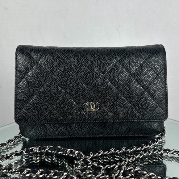 CHANEL Handbags - Chanel CC Classic Caviar leather Wallet on Chain